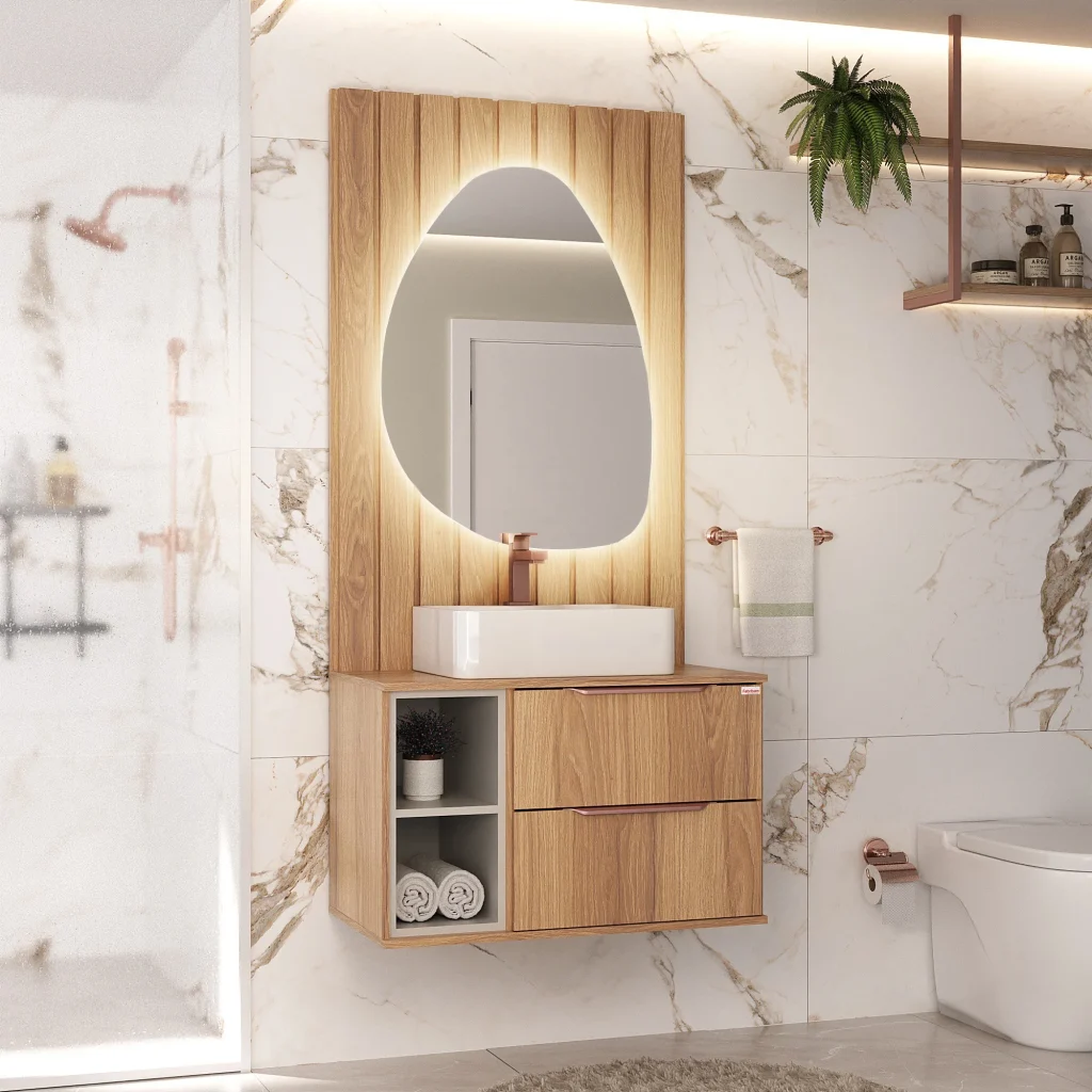 gabinete-livia-78-cm-suspenso-cor-roble-catedral-e-nude-com-painel-e-espelho-led-ambientada